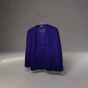 Herbert Grossman By Cynthia Sobel 2 Piece Skirt Suit Purple Wool Women's 16 Vtg